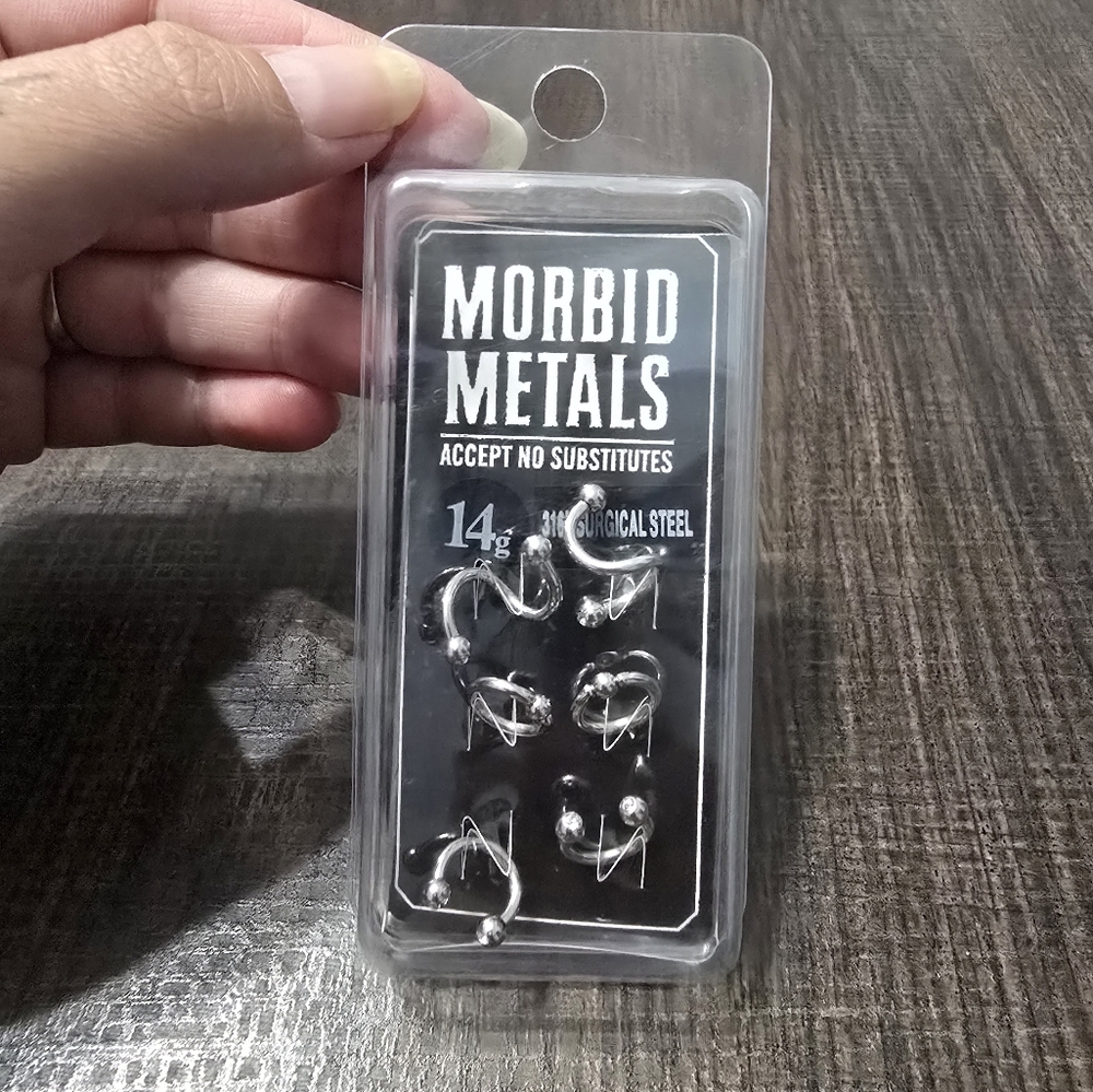 New Morbid Metals Silver Surgical Steel Piercing Set 14G